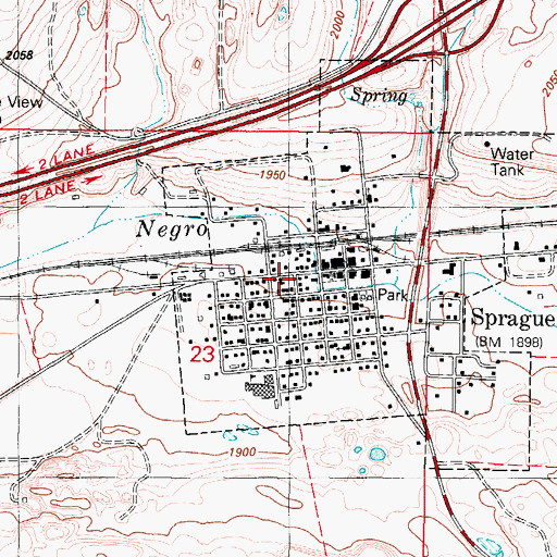 Topographic Map of Sprague Post Office, WA