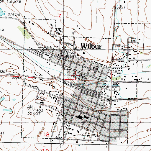 Topographic Map of Wilbur Post Office, WA