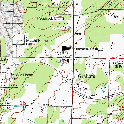 Topographic Map of Graham Post Office, WA