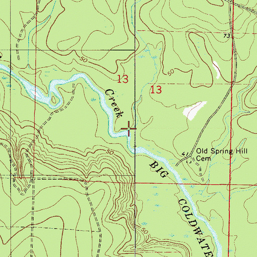 Topographic Map of Bass Brinks Creek, FL