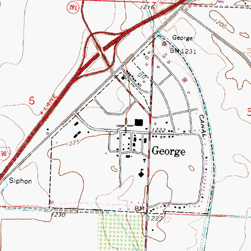 Topographic Map of George Post Office, WA