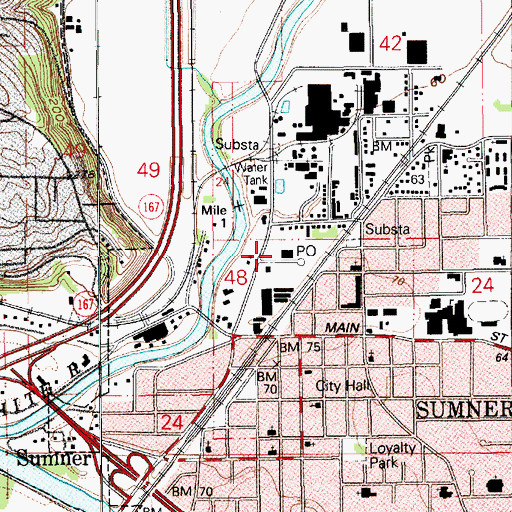 Topographic Map of Sumner Post Office, WA