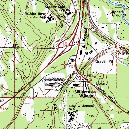 Topographic Map of Maple Valley Post Office, WA