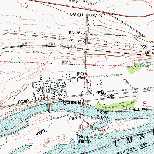 Topographic Map of Plymouth Post Office, WA