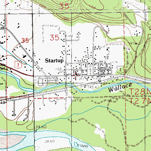 Topographic Map of Startup Post Office, WA
