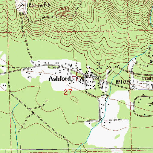 Topographic Map of Ashford Post Office, WA
