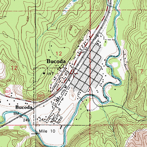 Topographic Map of Bucoda Post Office, WA
