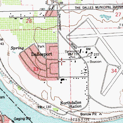 Topographic Map of Dallesport Post Office, WA