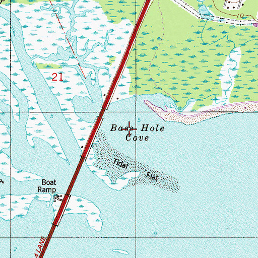 Topographic Map of Bass Hole Cove, FL