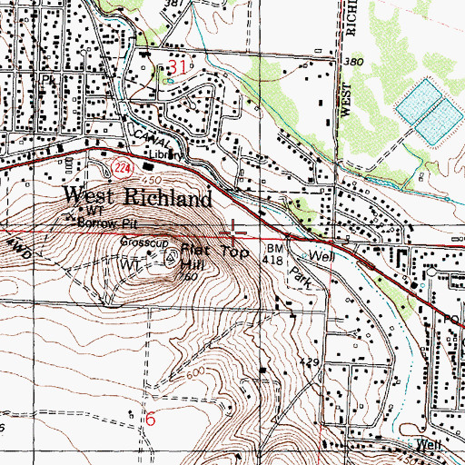 Topographic Map of West Richland Post Office, WA