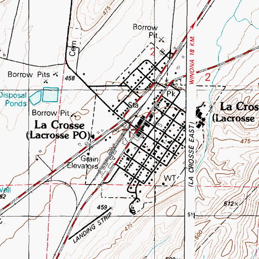 Topographic Map of LaCrosse Post Office, WA