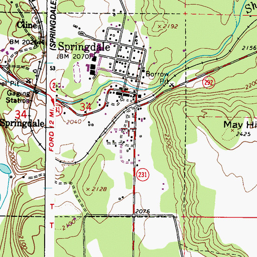 Topographic Map of Springdale Post Office, WA
