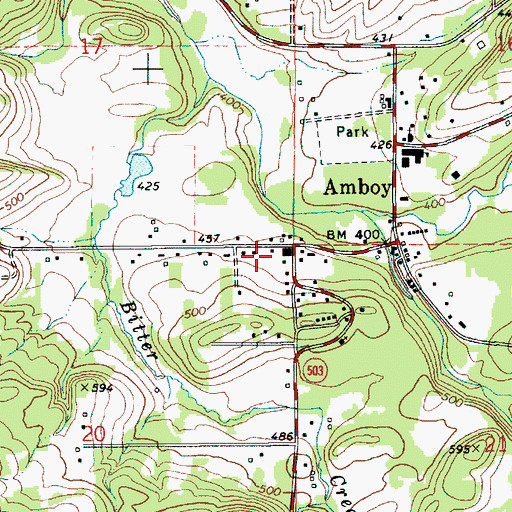 Topographic Map of Amboy Post Office, WA