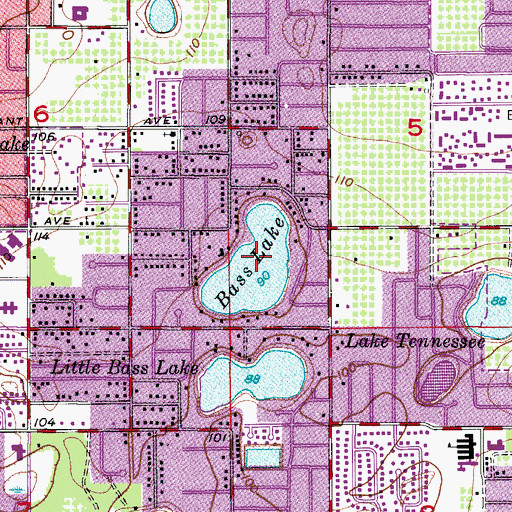 Topographic Map of Bass Lake, FL