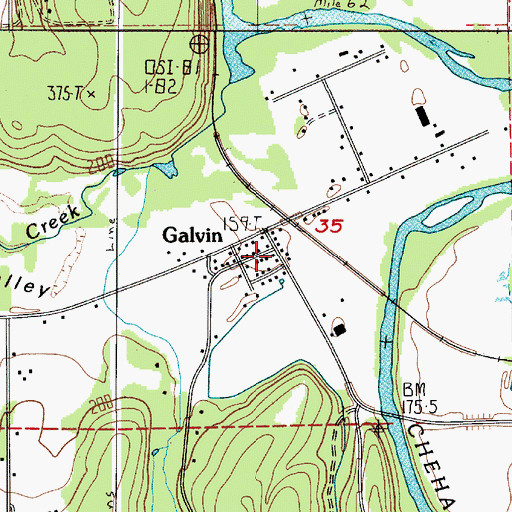 Topographic Map of Galvin Post Office, WA