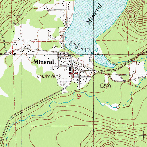 Topographic Map of Mineral Post Office, WA