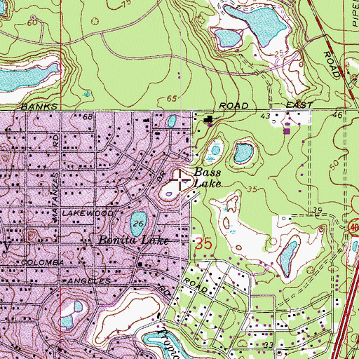 Topographic Map of Bass Lake, FL