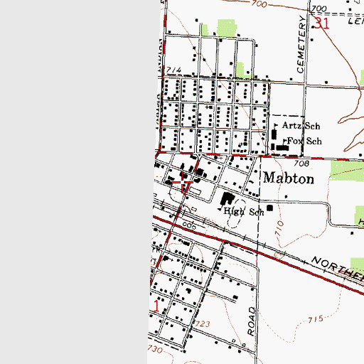 Topographic Map of Mabton Post Office, WA