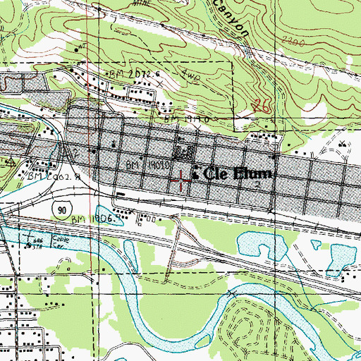 Topographic Map of Cle Elum Post Office, WA