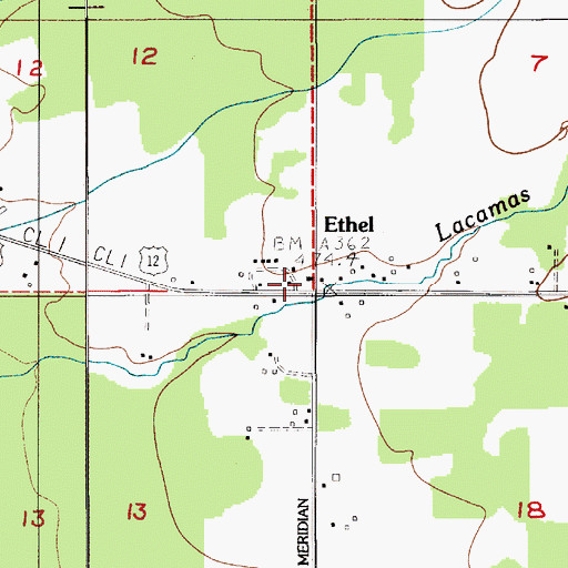 Topographic Map of Ethel Post Office, WA