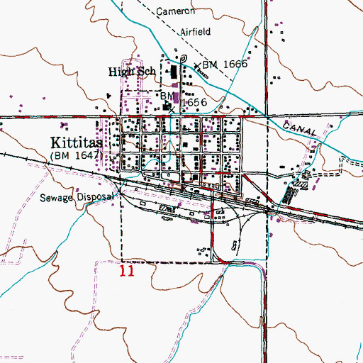 Topographic Map of Kittitas Post Office, WA