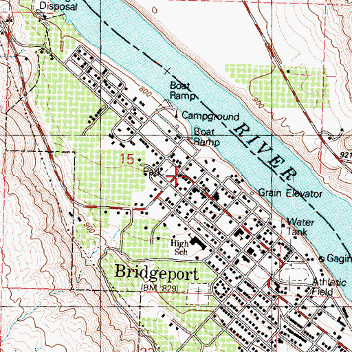 Topographic Map of Bridgeport Post Office, WA