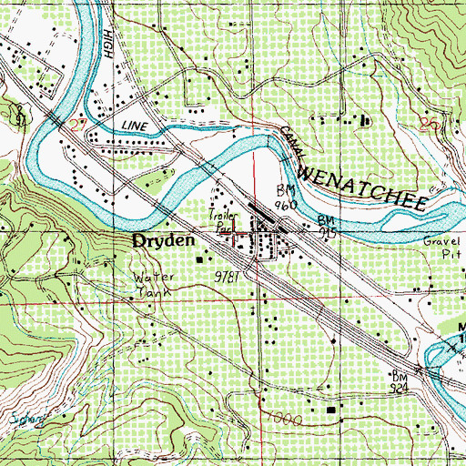 Topographic Map of Dryden Post Office, WA