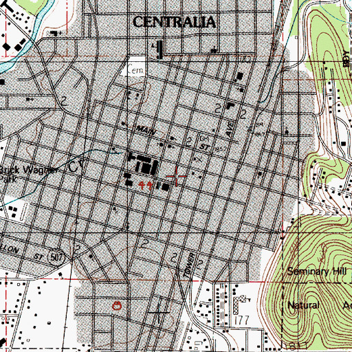 Topographic Map of Centralia Post Office, WA