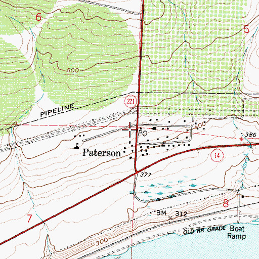 Topographic Map of Paterson Post Office, WA