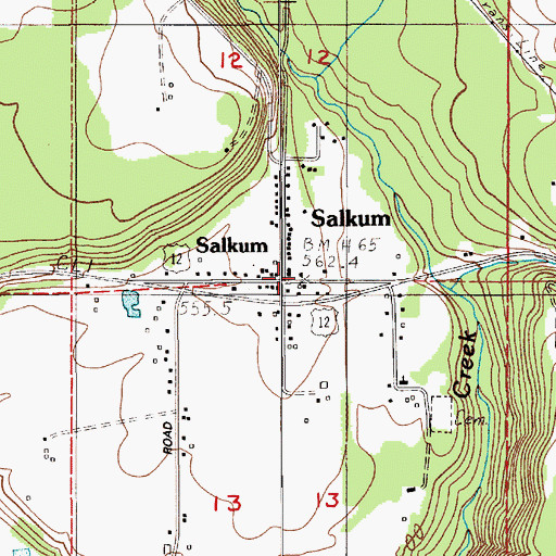 Topographic Map of Salkum Post Office, WA