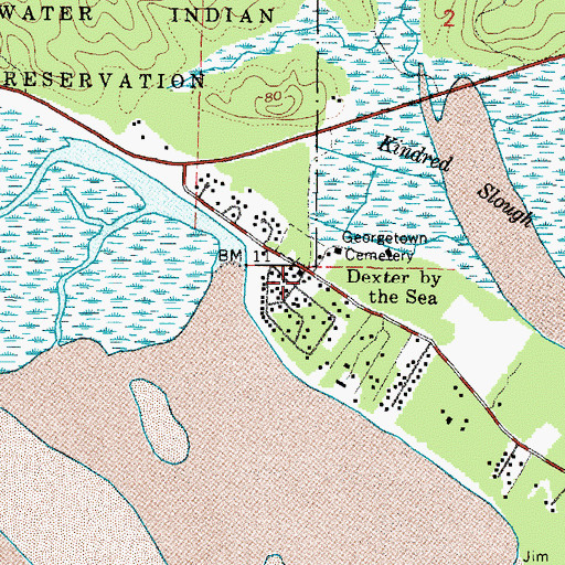 Topographic Map of Tokeland Post Office, WA