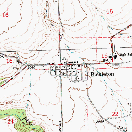 Topographic Map of Bickleton Post Office, WA