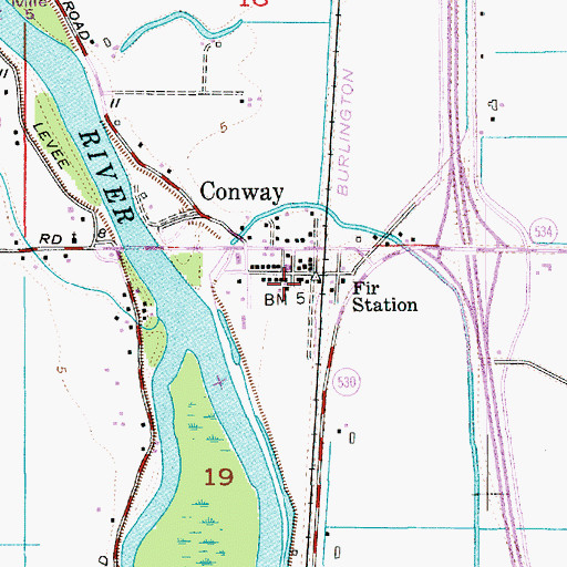 Topographic Map of Conway Post Office, WA