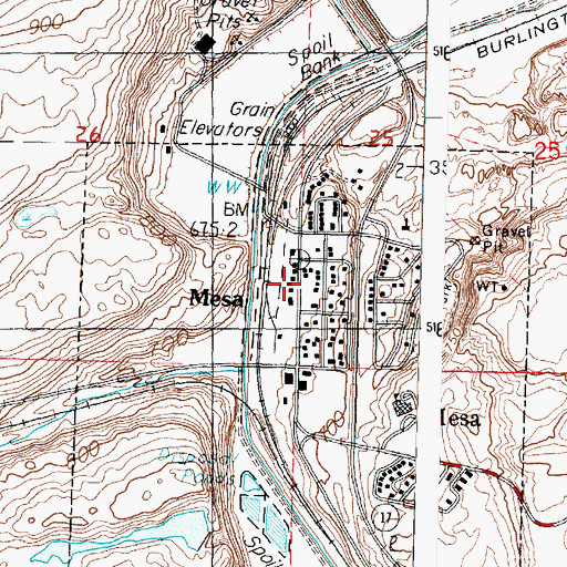 Topographic Map of Mesa Post Office, WA
