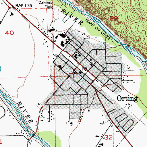 Topographic Map of Orting Post Office, WA