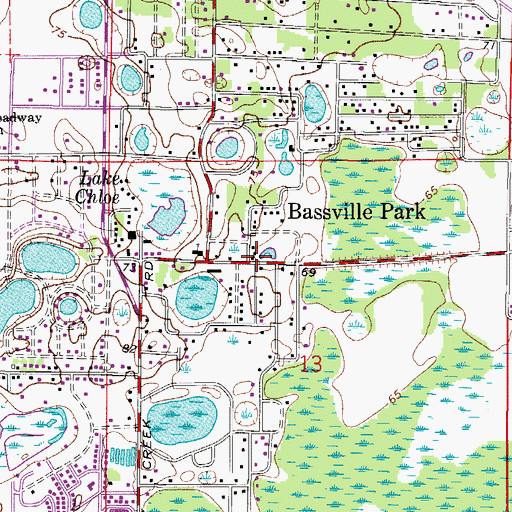 Topographic Map of Bassville Park, FL