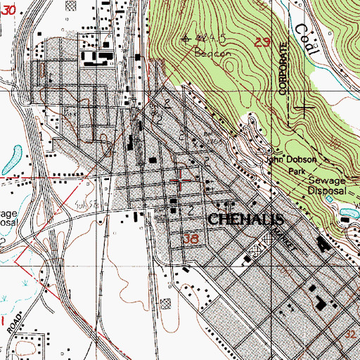 Topographic Map of Chehalis Post Office, WA