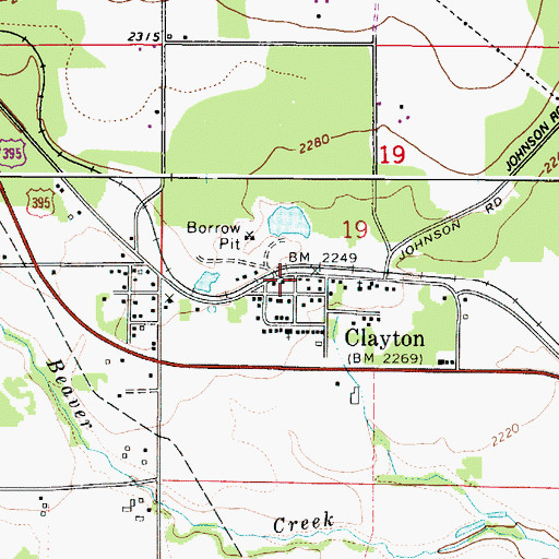 Topographic Map of Clayton Post Office, WA