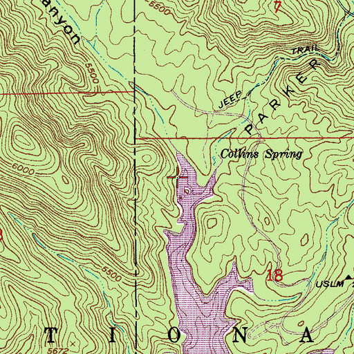 Topographic Map of Collins Canyon, AZ