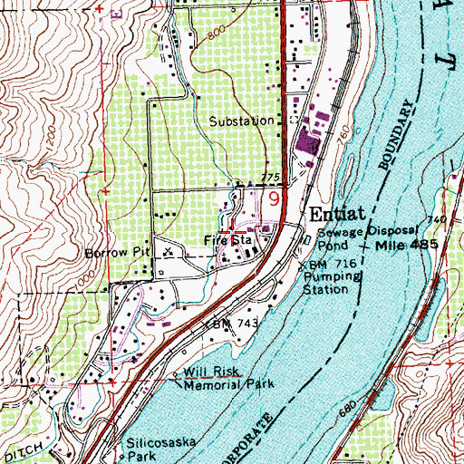 Topographic Map of Entiat Post Office, WA