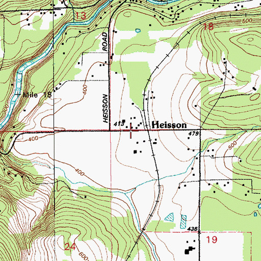 Topographic Map of Heisson Post Office, WA