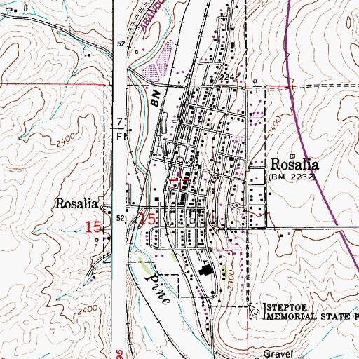 Topographic Map of Rosalia Post Office, WA