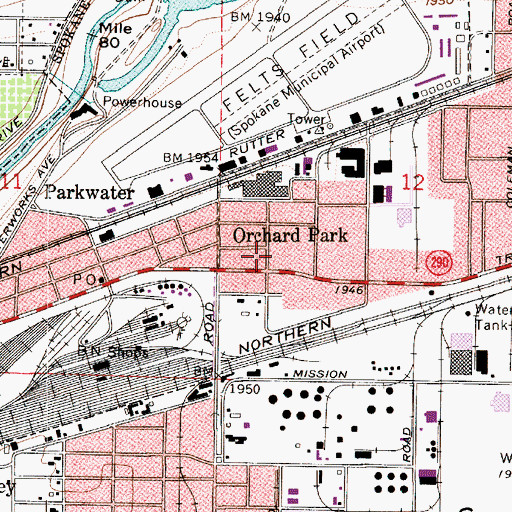 Topographic Map of Parkwater Post Office, WA