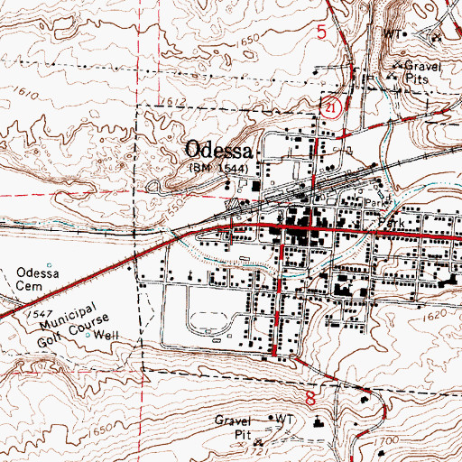Topographic Map of Odessa Post Office, WA