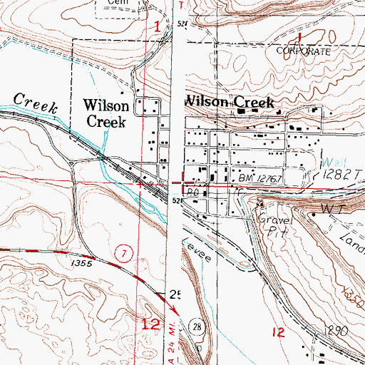 Topographic Map of Wilson Creek Post Office, WA