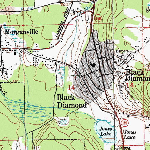 Topographic Map of Black Diamond Post Office, WA