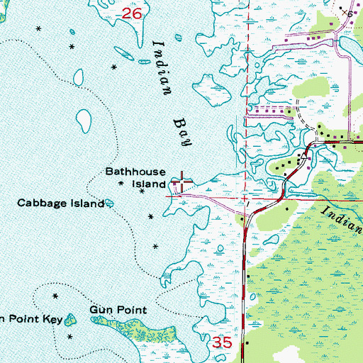 Topographic Map of Bathhouse Island, FL