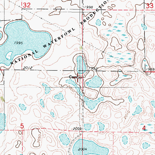 Topographic Map of George Station German Baptist Cemetery, ND