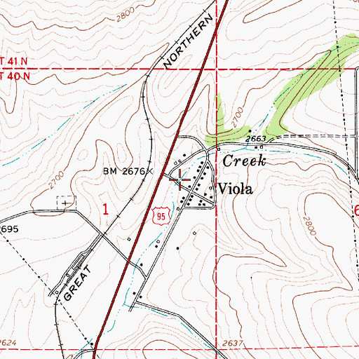 Topographic Map of Viola Post Office, ID