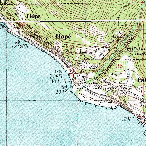 Topographic Map of Hope Post Office, ID